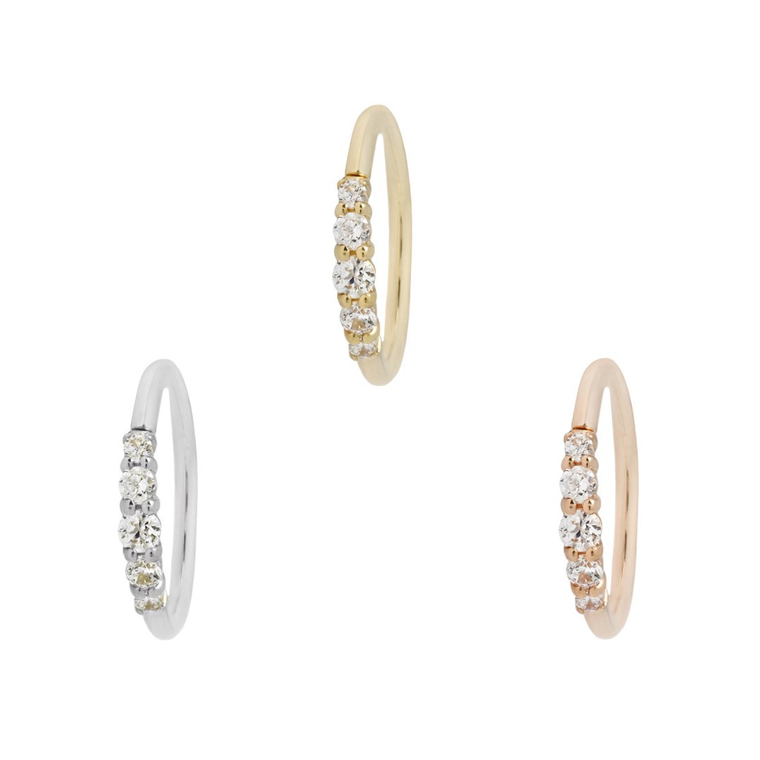 Buddha Jewelry Brigitte Seam Ring Side Set CZ Gold Deep Roots