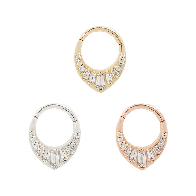 Body Gems - 14k Clicker Ring with 6 Gems — SUBA Piercing & Fine Jewelry