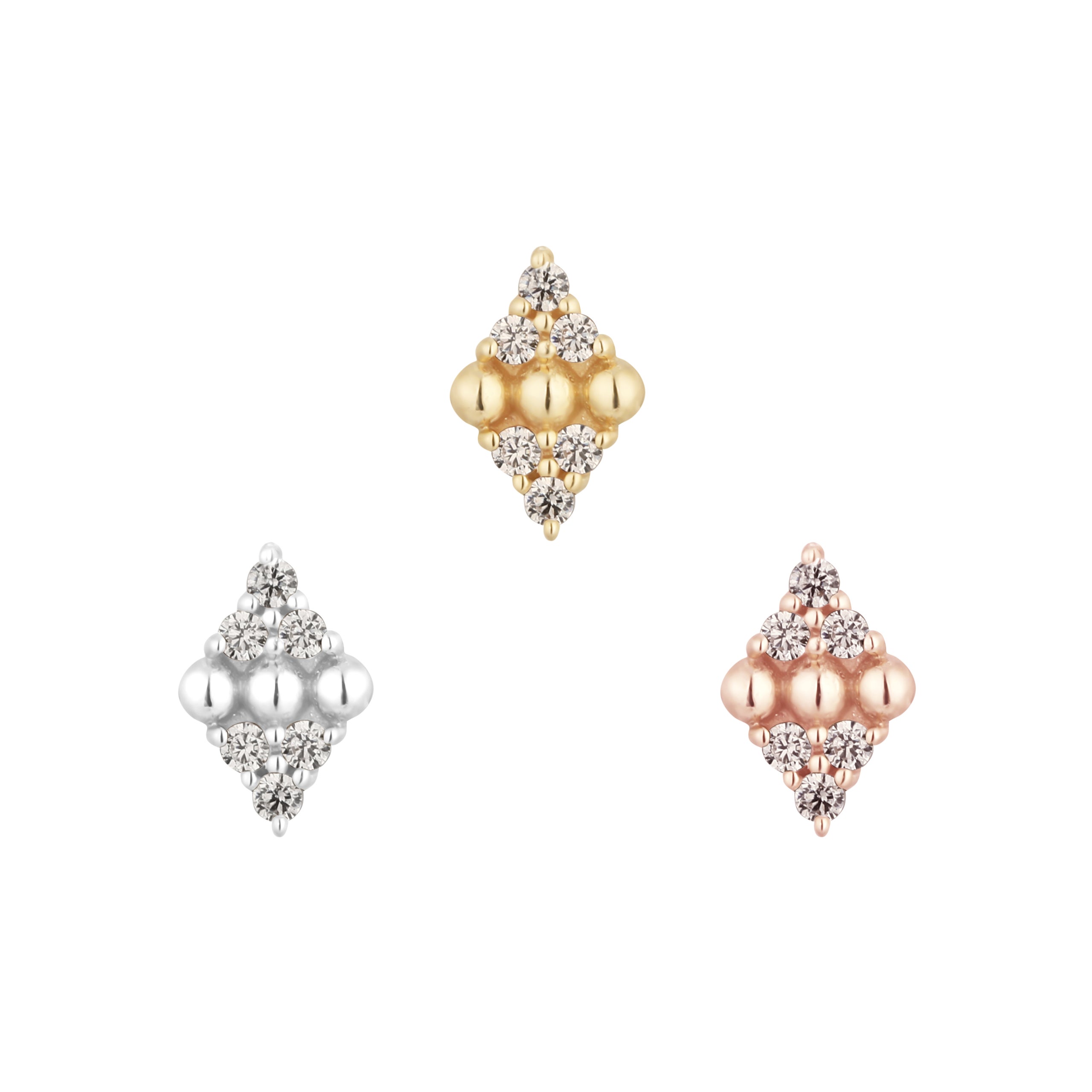 Buddha Jewelry Press Fit Lustre CZ Gold Deep Roots Piercing